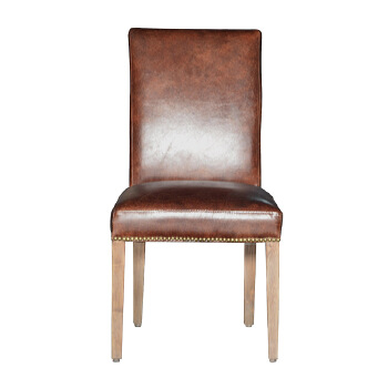 Luxury Brass Neiled Antique Vintage PU Leather High Back Seat Dining Banquet Chairs for Hotel
